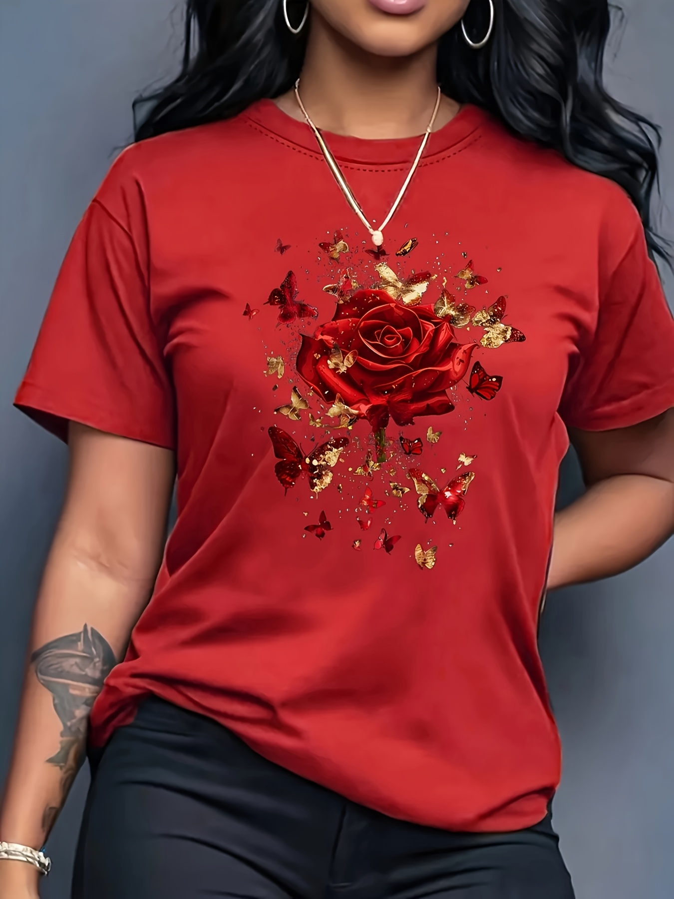 Summer Rose Clothing - تي شيرت رياضي غير رسمي للسيدات