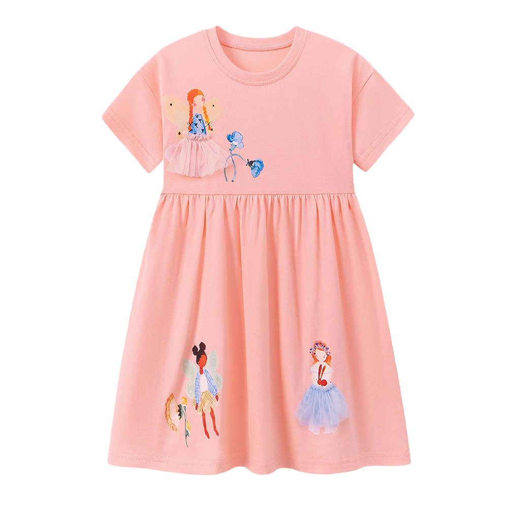Summer Clothing Drawing - فساتين صيفية بأكمام قصيرة للفتيات الصغيرات،