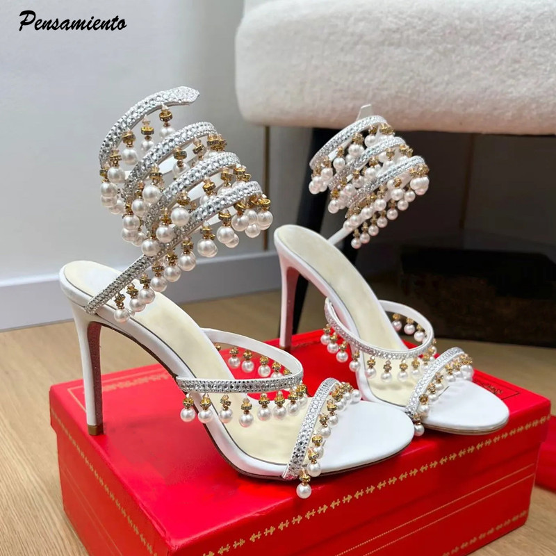 Summer Clothing Items - صنادل نسائية فاخرة مزينة بالأحجار الكريمة