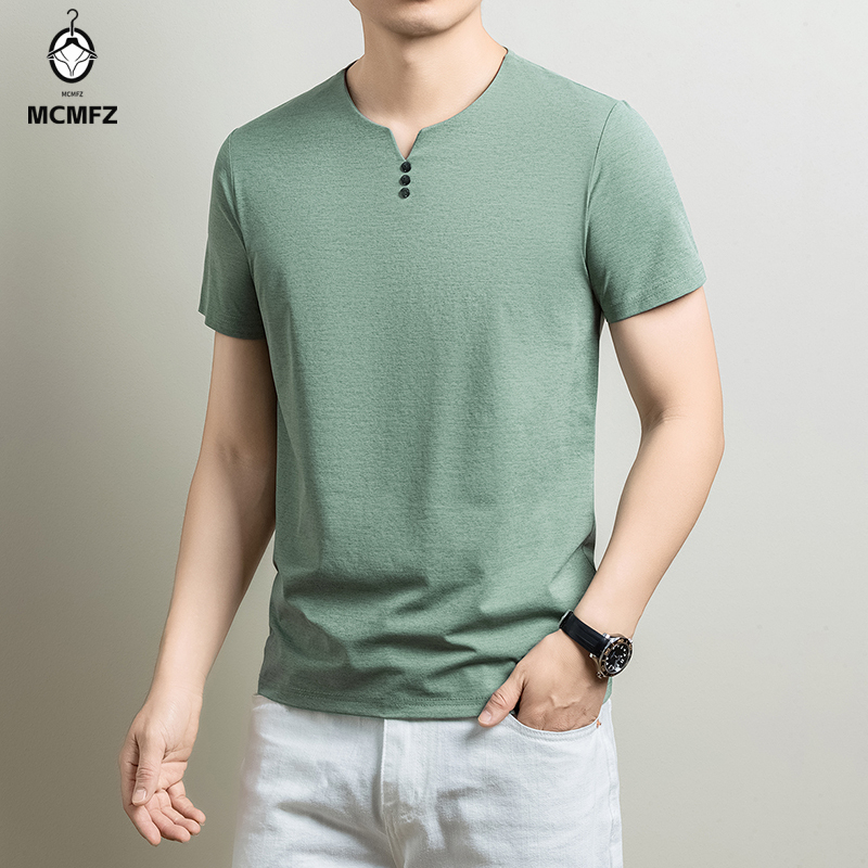 Summer Clothing Types - قميص هينلي رجالي أساسي مريح من