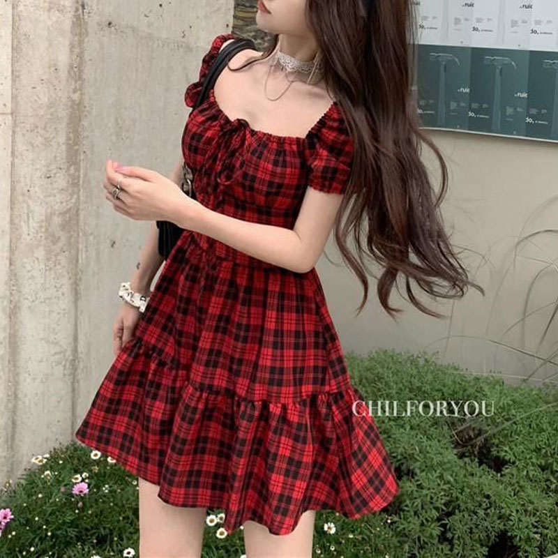 فستان قصير منقوش باللون الأحمر - مراجعة Summer Clothing Drawing وسعره