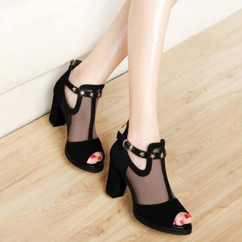 صنادل نسائية بكعب عالٍ مربع وم - مراجعة Summer Clothing Korea وسعره