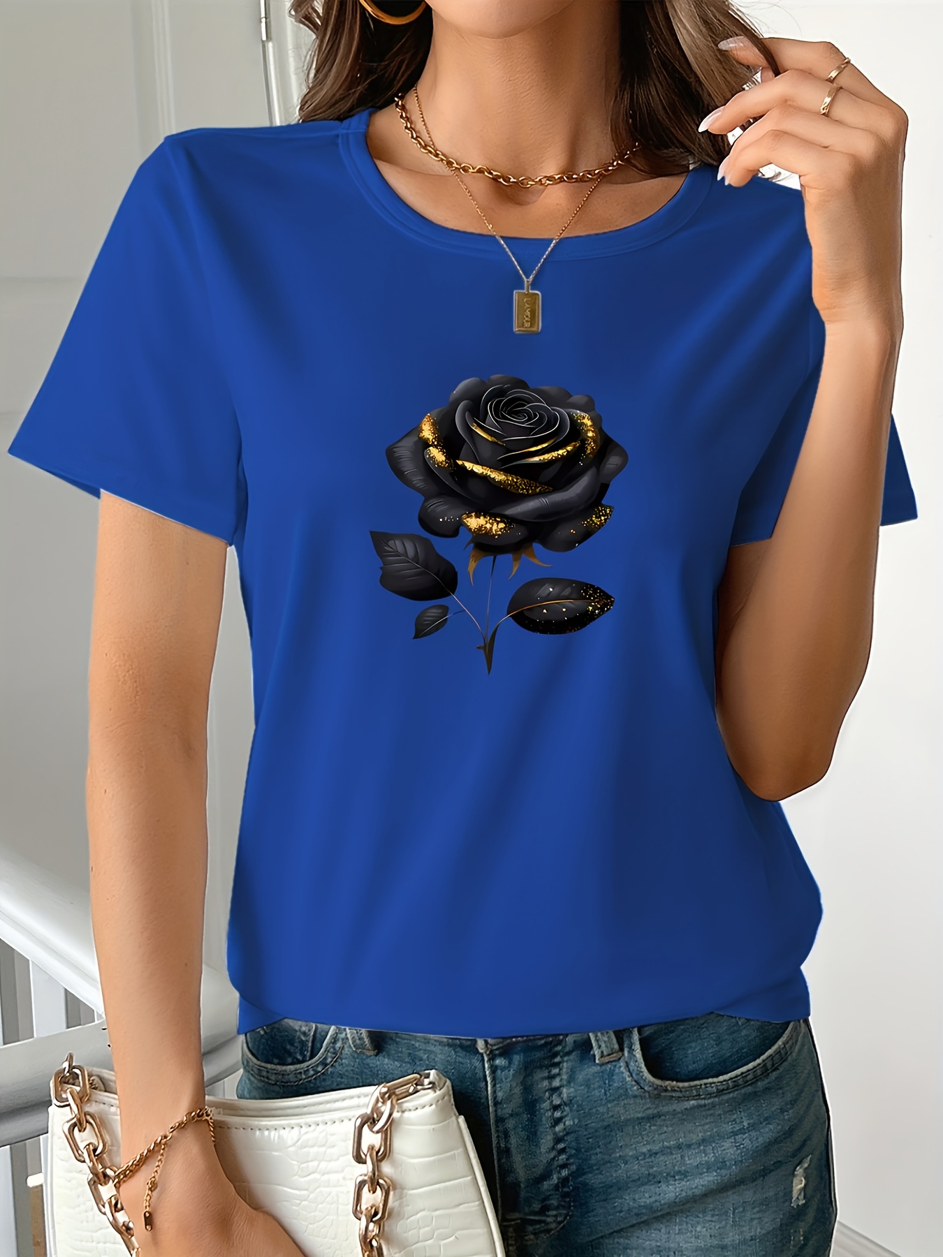 تي شيرت نسائي أسود كبير الحجم  - مراجعة Summer Rose Clothing وسعره